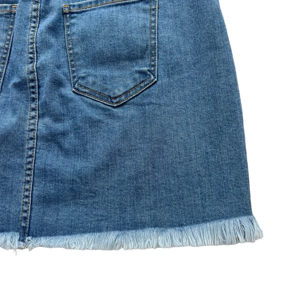 O2 Denim Womens Small Medium Wash Ain't No Other High Waisted Denim Skirt SK9002